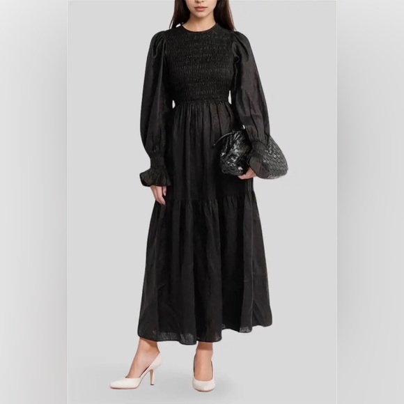 NWOT DISSH Jorja Linen Black Maxi Dress Long Sleeve Open Back Size XS/S - Picture 12 of 12